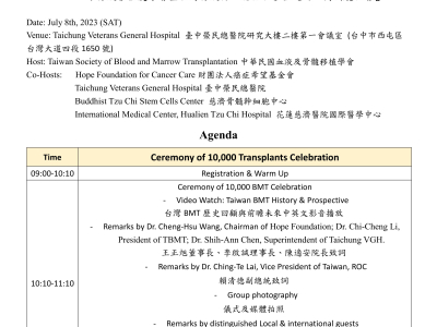 2023.07.08 2023年骨髓移植夏季會暨台灣骨髓幹細胞器官移植超過一萬例慶祝會